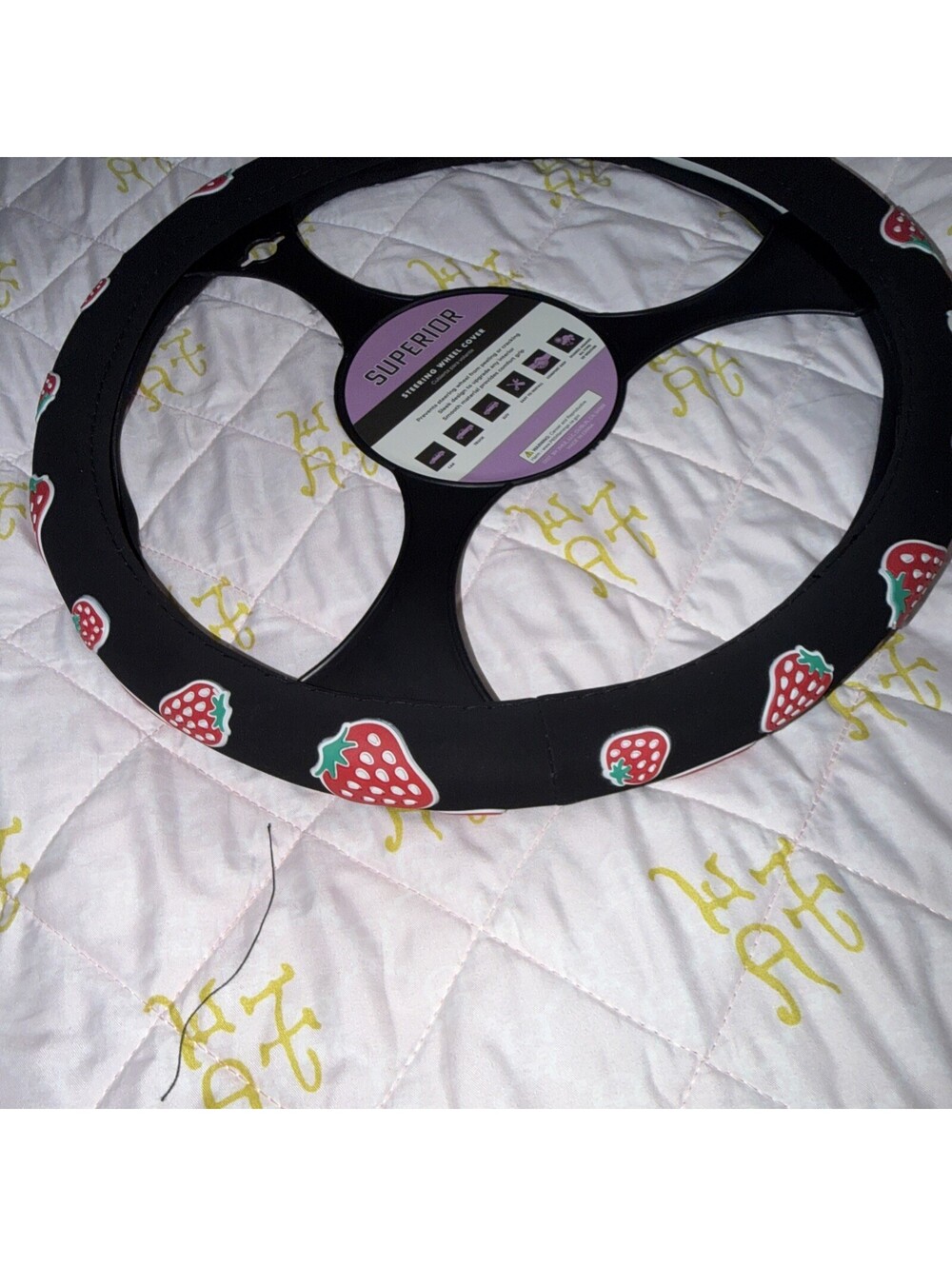 Strawberries steering wheel cover NWT